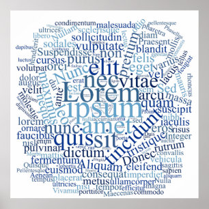 Lorem Ipsum Wortwolke - Blaue Version Poster