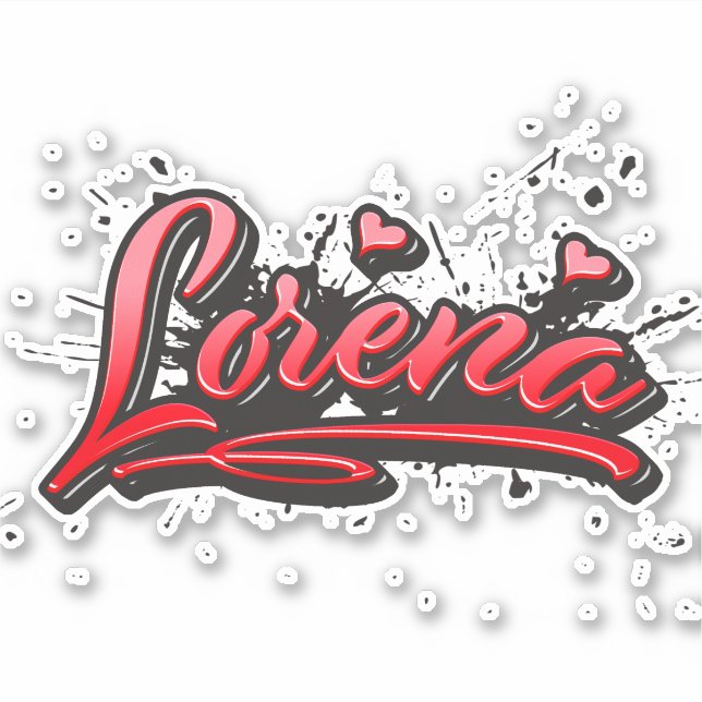 Lorena red Heart Graffiti Aufkleber Sticker (Vorderseite)