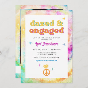 LORI Gefärbte Krawatte Dazed Verlobt 70er Retro Br Einladung