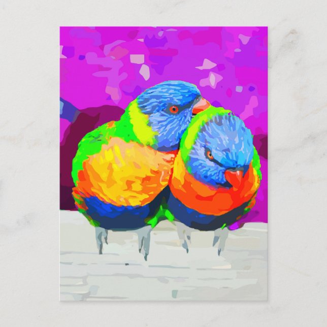 Lorikeets Love Birds Couple Postkarte (Vorderseite)