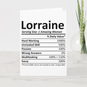 Lorraine Ernährung Personalisierter Name Lustiger  Karte