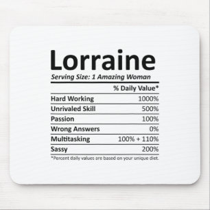 Lorraine Ernährung Personalisierter Name Lustiger Mousepad
