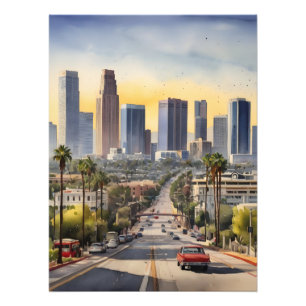 Los Angeles Aquarellkunst Fotodruck