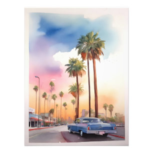 Los Angeles Aquarellkunst Fotodruck