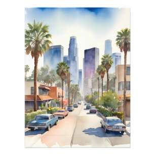 Los Angeles Aquarellkunst Fotodruck