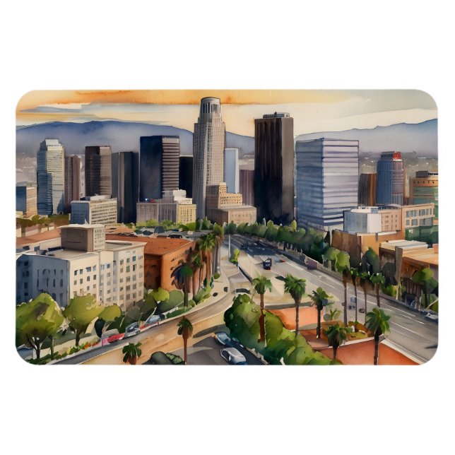 Los Angeles Aquarellkunst Magnet (Horizontal)