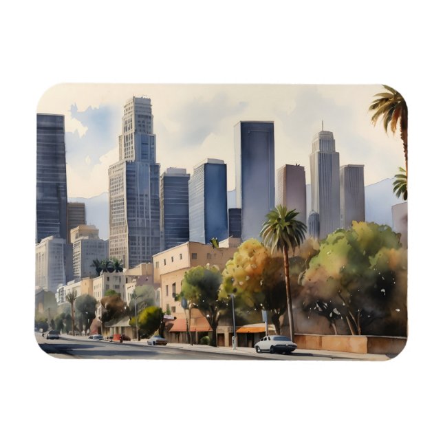 Los Angeles Aquarellkunst Magnet (Horizontal)