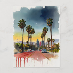 Los Angeles Aquarellkunst Postkarte