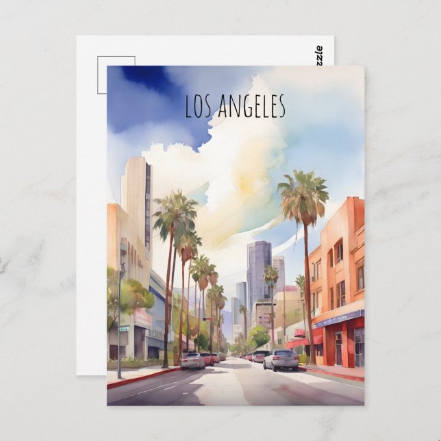 Los Angeles Aquarellkunst Postkarte (Vorne/Hinten)