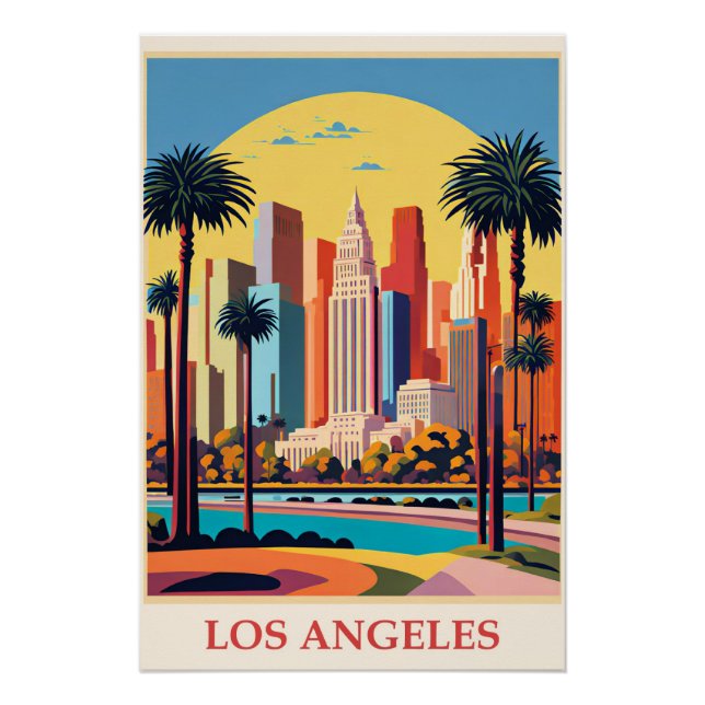 Los Angeles, Art Deco Illustration, Poster (Vorderseite)