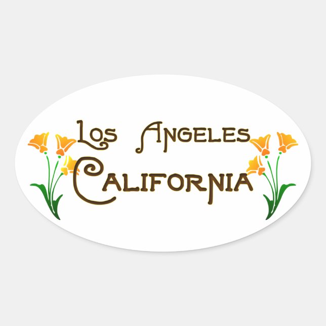 Los Angeles Art Deco Oval Logo Ovaler Aufkleber (Vorderseite)