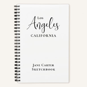 Los Angeles Black Script White Sketchbook Notizbuch