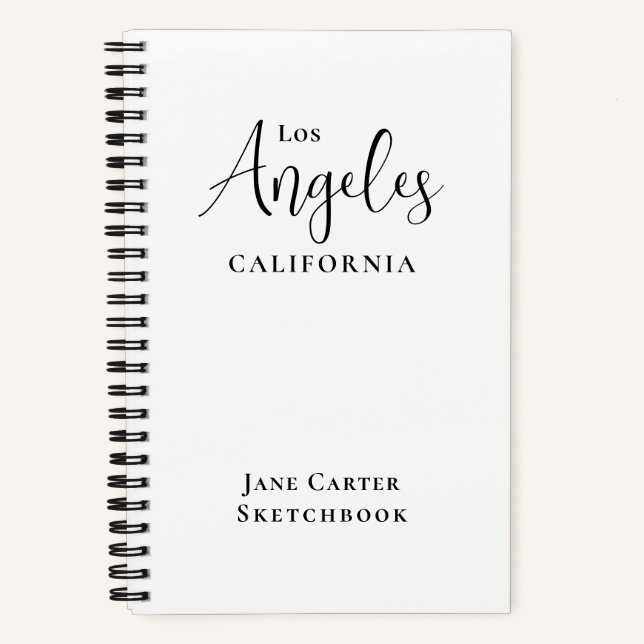 Los Angeles Black Script White Sketchbook Notizbuch (Vorderseite)