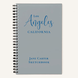 Los Angeles Blue Script Silver Gray Sketchbook Notizbuch
