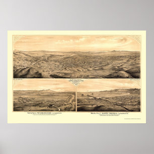 Los Angeles, CA Panorama Karte - 1877 Poster