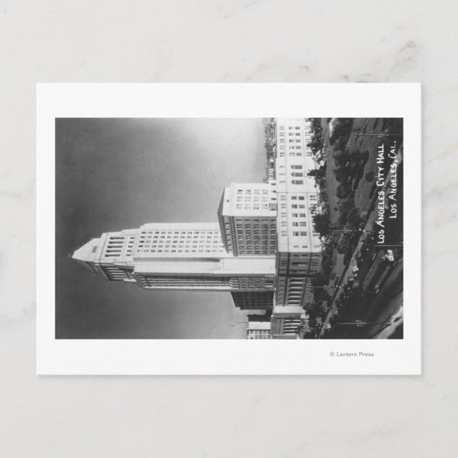 Los Angeles, CA Rathaus und Stadtblick Postkarte (Vorderseite)