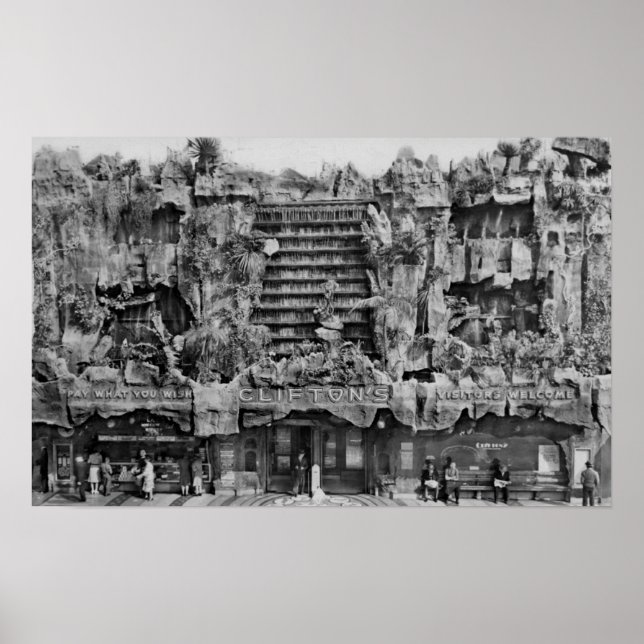 Los Angeles, CA View of Clifton's Pacific Seas Poster (Vorne)