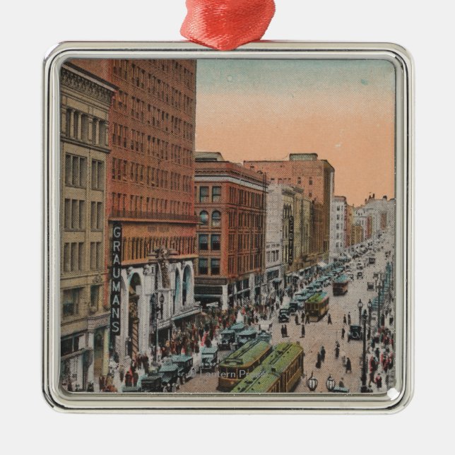 Los Angeles, CABroadway von der 4. Straßen-Ansicht Ornament Aus Metall (Vorne)
