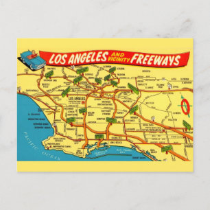 Los Angeles Calfornia Road Map Postkarte