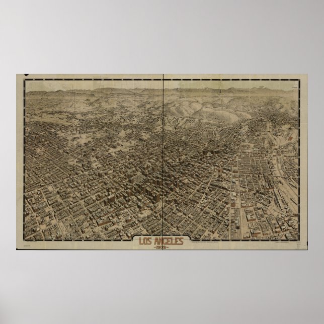 Los Angeles California 1909 Panoramakarte Poster (Vorne)