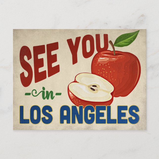 Los Angeles California Apple - Vintage Travel Postkarte (Vorderseite)