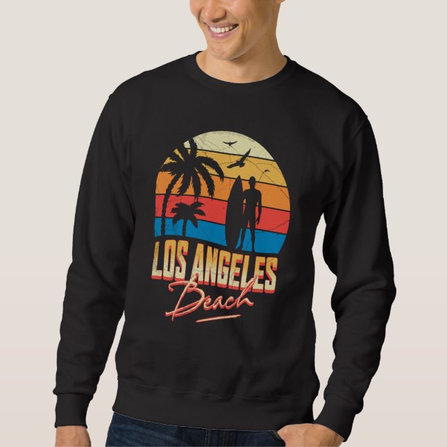 Los Angeles California Beach Surfing Surf Summer V Sweatshirt (Vorderseite)