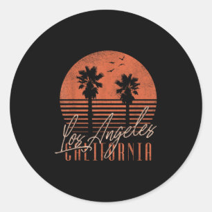 Los Angeles California Beach Women Men Retro Somme Runder Aufkleber