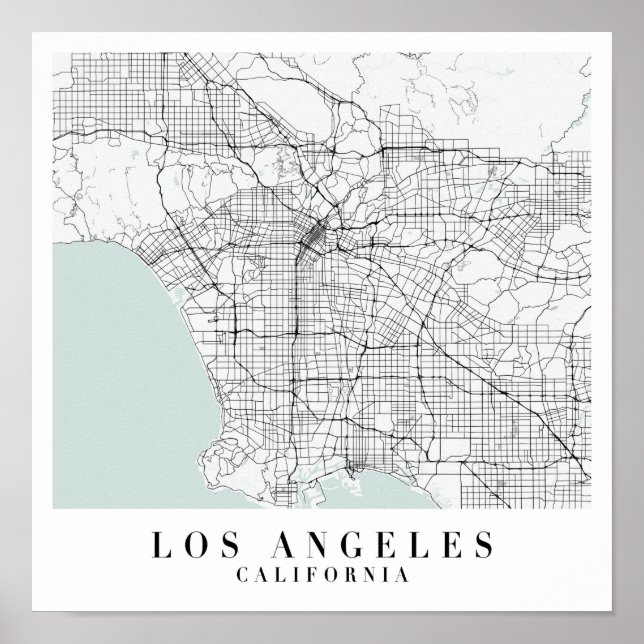 Los Angeles California Blue Water Street Map Poster (Vorne)