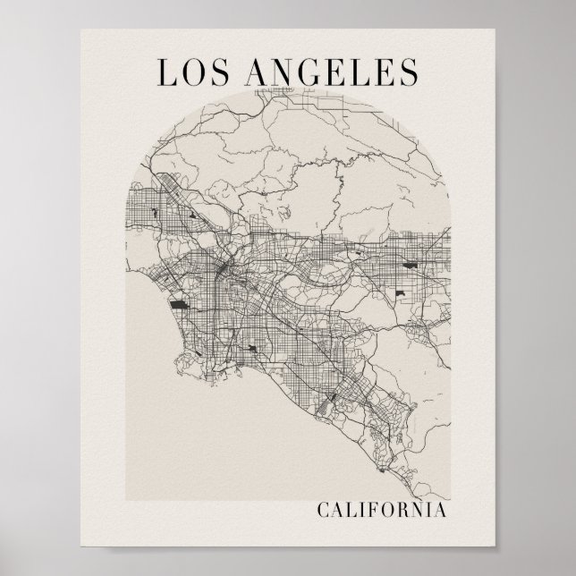 Los Angeles California Boho Arch Street Karte Poster (Vorne)
