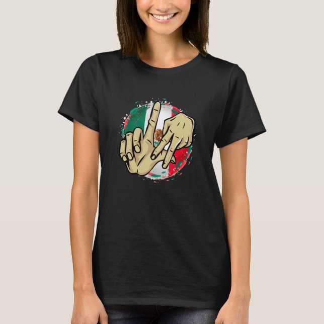 Los Angeles California Chicano Mexico Flag LA Hand T-Shirt (Vorderseite)