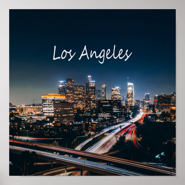 Los Angeles California City Skyline in der Nacht Poster (Vorne)
