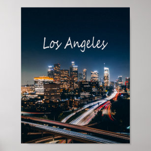 Los Angeles California City Skyline in der Nacht Poster