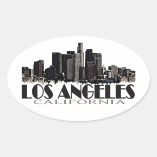 Los Angeles California dunkle Skyline Ovaler Aufkleber