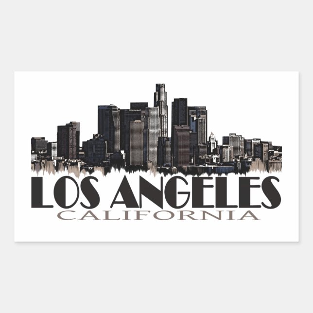 Los Angeles California dunkle Skyline Rechteckiger Aufkleber (Vorderseite)