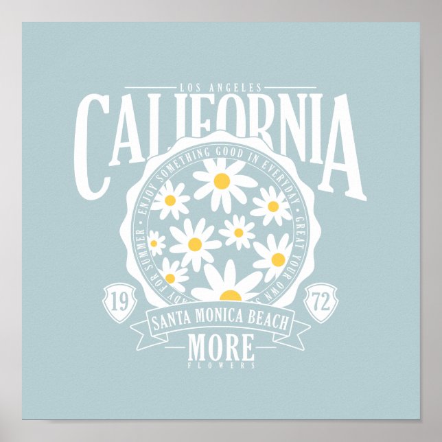Los Angeles California Floral Graphic Poster (Vorne)