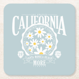 Los Angeles California Floral Graphic Rechteckiger Pappuntersetzer