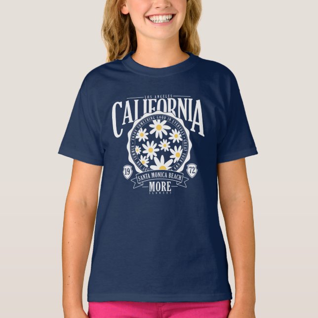 Los Angeles California Floral Graphic T-Shirt (Vorderseite)