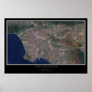 Los Angeles California From Space Satellite Map Poster