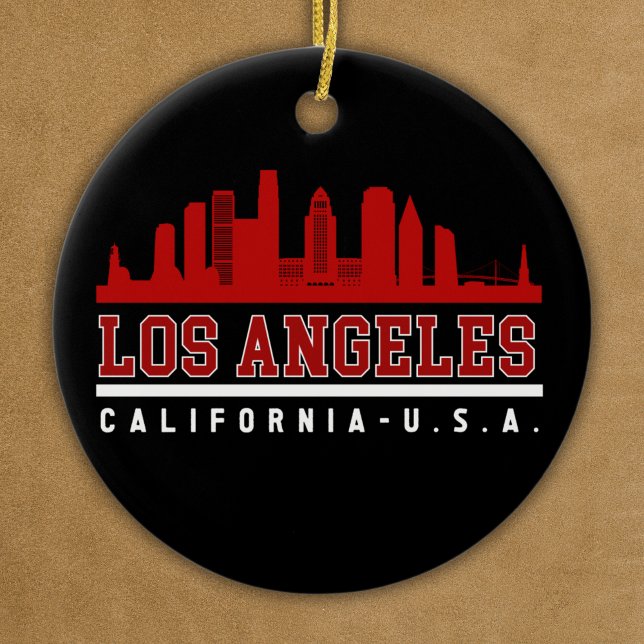 Los Angeles California Fun Skyline City Keramik Ornament (Von Creator hochgeladen)