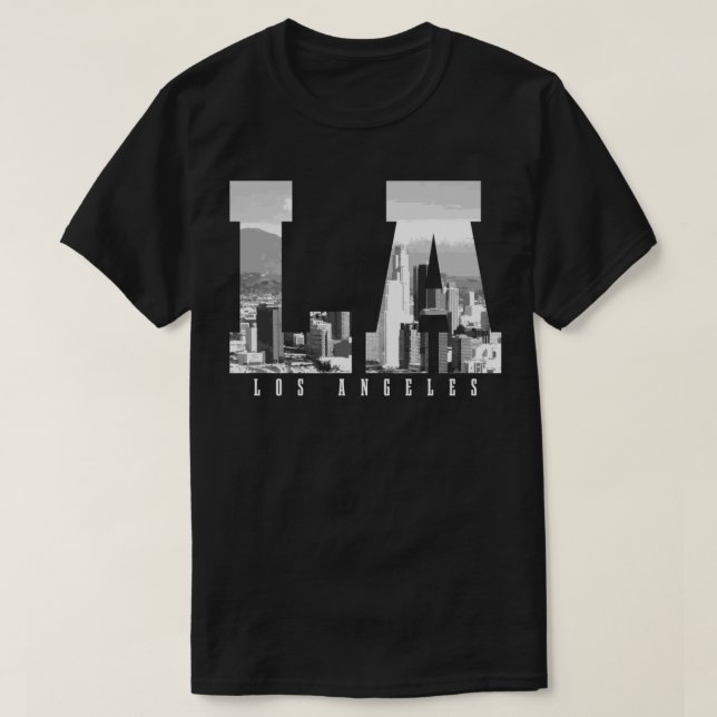 Los Angeles California LA Skyline Pride Black Whit T-Shirt (Design vorne)