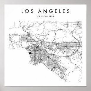 Los Angeles California Minimal Modern Street Map Poster