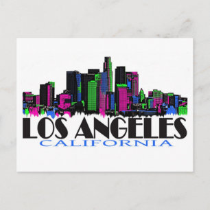 Los Angeles California Neon Skyline Postkarte