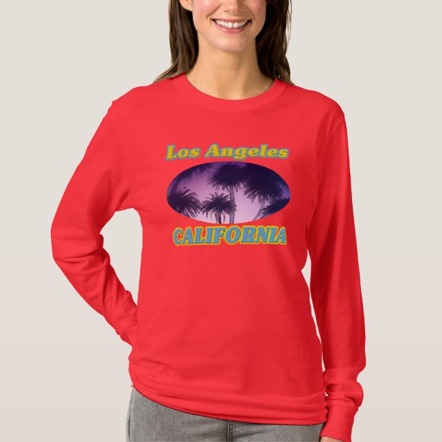 "Los Angeles California Palm Trees" Langärmel T-Shirt (Vorderseite)