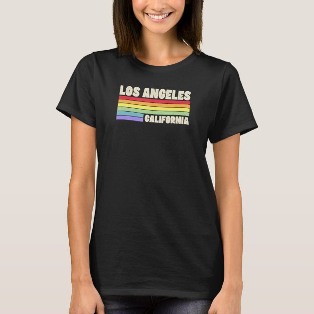 Los Angeles California Pride Rainbow Flag Gay Prid T-Shirt (Vorderseite)