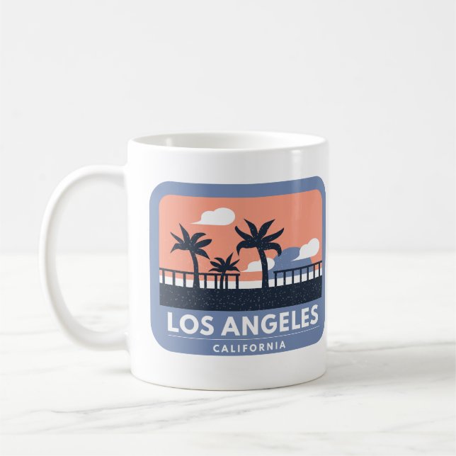 Los Angeles California Retro Skyline Design Kaffeetasse (Links)