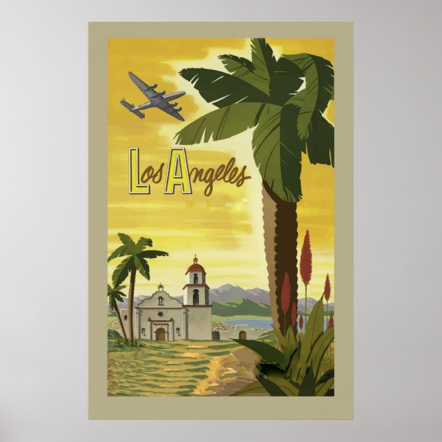 Los Angeles California Retro Vintage Travel Poster (Vorne)
