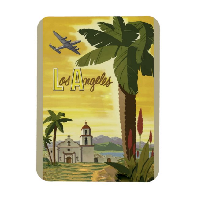 Los Angeles California Retro Vintage Travel Poster Magnet (Vertikal)