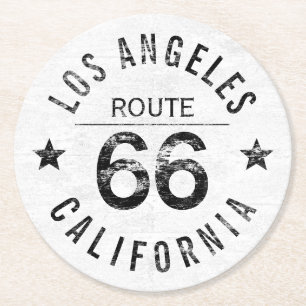 Los Angeles California Route 66 Runder Pappuntersetzer