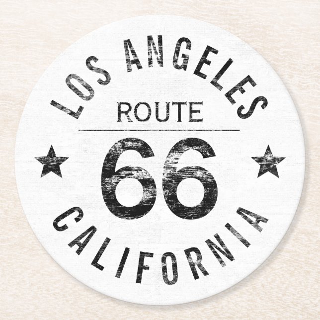 Los Angeles California Route 66 Runder Pappuntersetzer (Vorderseite)