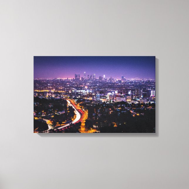 Los Angeles, California Skyline in der Nacht Leinwanddruck (Vorderseite)